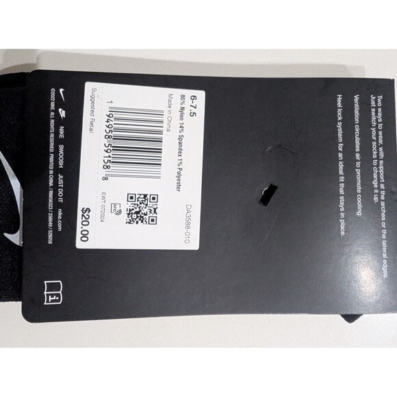 Lot of 2 Pairs Nike Spark Lightweight Running Socks Men's 6-7.5 / Women's 7.5-9 - Picture 4 of 4